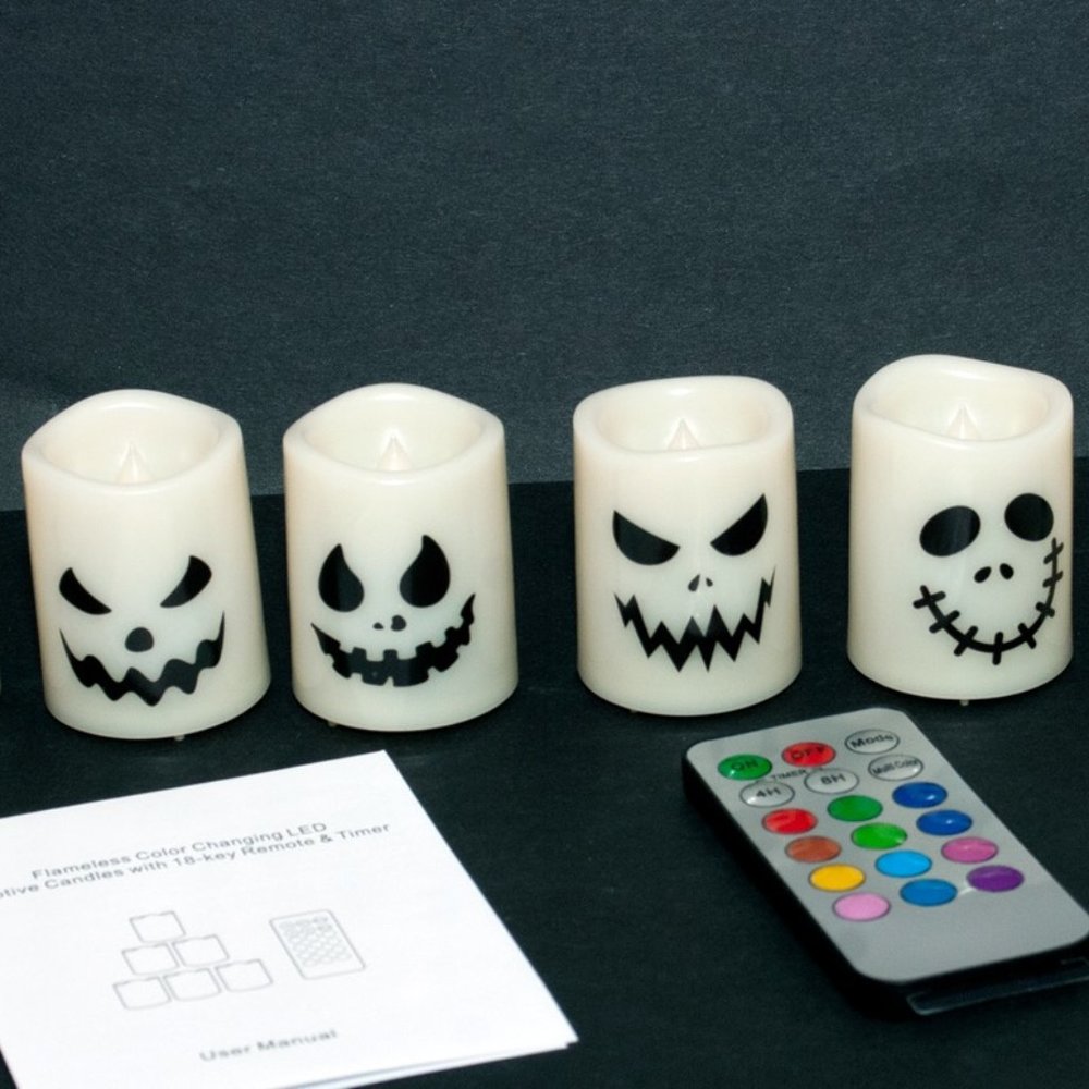 6 Pack Halloween Flameless Votive Candles Color Changing with Remote Timer